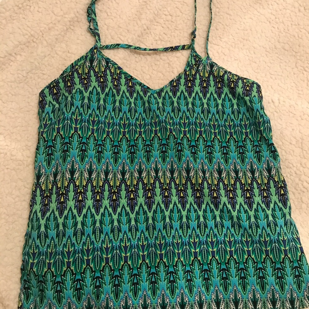 Green patterned tank top